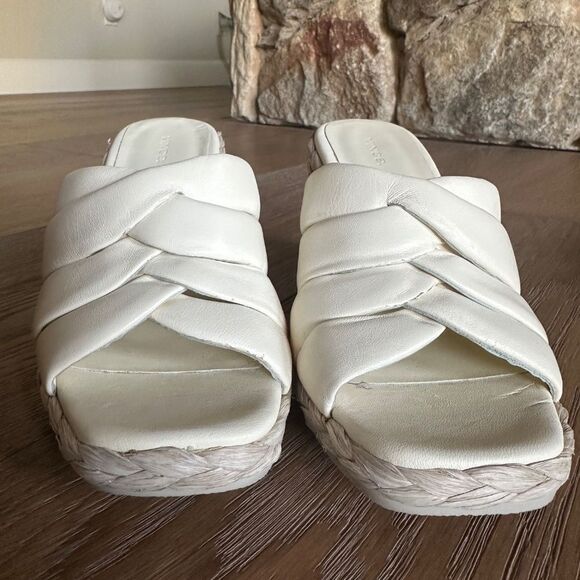 Vince Gilian Square Toe Woven Strap Espadrille Wedge Heel Sandals - Picture 3 of 13